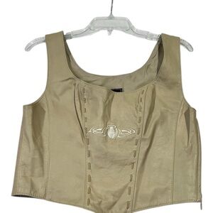 Arlen Ness Sand Leather Laced Halter Vest Top Women’s Size 6 Motorcycle $179